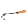 Handcrafted garden cultivator with a durable steel three-pronged head and smooth wooden handle, designed for aerating soil and weeding, featured in Farm, Garden & Tool and Digging and Cultivating collections.