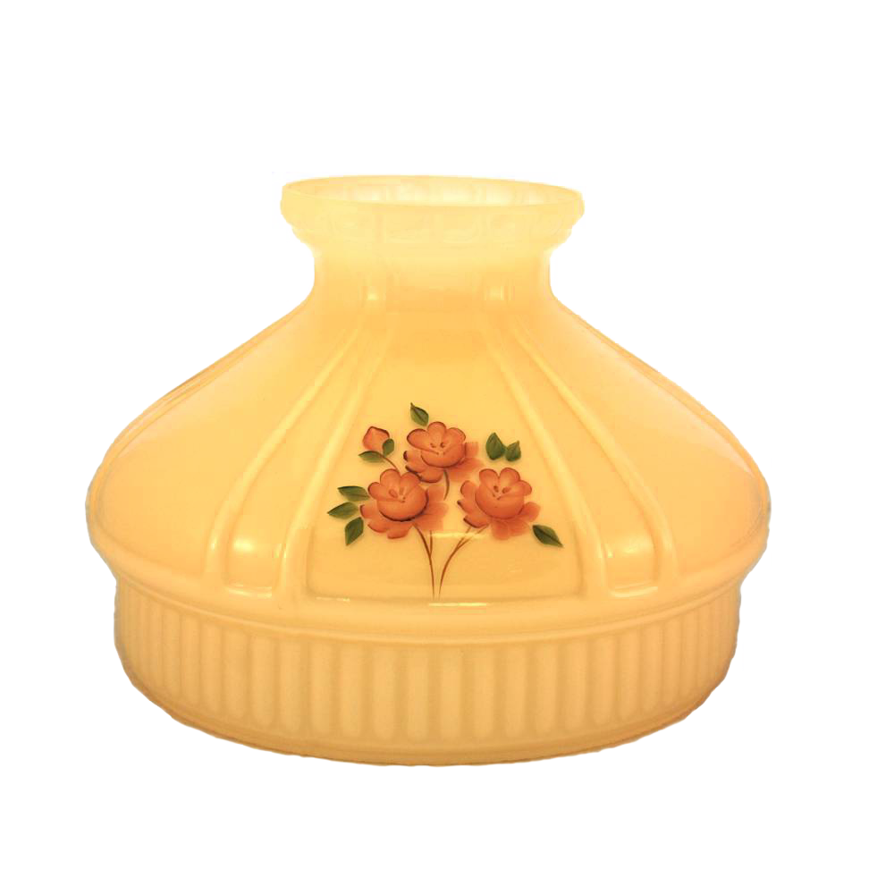 Softly tinted champagne glass lamp shade featuring a hand-painted red rose design, ideal for lamps and lighting, parts and accessories, lamp shades, and best sellers collections.
