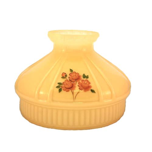 Softly tinted champagne glass lamp shade featuring a hand-painted red rose design, ideal for lamps and lighting, parts and accessories, lamp shades, and best sellers collections.