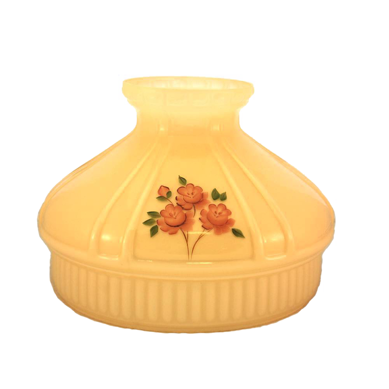 Softly tinted champagne glass lamp shade featuring a hand-painted red rose design, ideal for lamps and lighting, parts and accessories, lamp shades, and best sellers collections.
