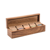 Handcrafted acacia wood tea box with six compartments holding assorted tea bags, designed for Kitchen & Food, Brewing Coffee and Tea, Storage and Serving collections.