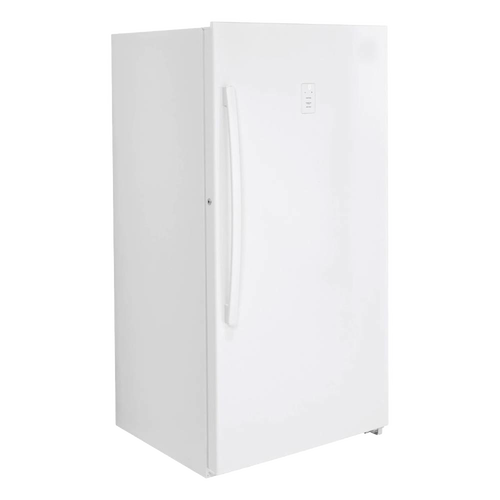 White upright gas freezer with single door, ergonomic handle, and simple temperature panel, handcrafted in the USA, featured in Appliances, Amish Made, and USA Made collections.