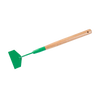 Hand tool with a green carbon steel blade and wooden handle designed for safely scraping grass and debris from lawn mower blades, featured in Farm, Garden & Tool and Lawncare collections.
