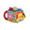 Colorful soft fabric farm animal cube toy with interactive textures, crinkly petals, mirrored panel, and animal sounds, designed for indoor play and children's learning activities.