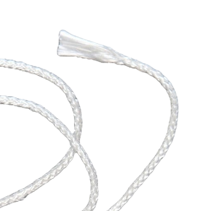 Close-up of a coiled clear braided wick designed for use with mason jar lids, ideal for lamps and lighting repairs, included in parts and accessories and best sellers collections.