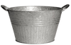 Galvanized metal planter tub with sturdy metal handles and vintage-inspired design, perfect for Farm, Garden & Tool and Garden Accessories collections.