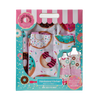 Set of matching aprons for adults and children with colorful donut patterns and large front pockets, designed for cooking and crafts; ideal for Kitchen & Food and Kitchen Textiles collections.