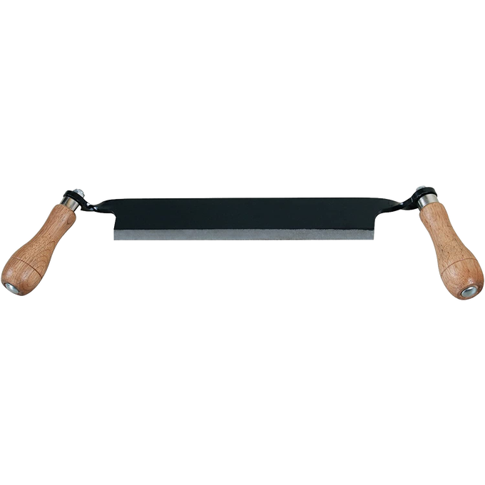 Handcrafted straight draw shave with hardened #45 steel blade and smooth wooden handles, designed for fast, precise bark removal and shaping in Farm, Garden & Tool and Wood Cutting collections.
