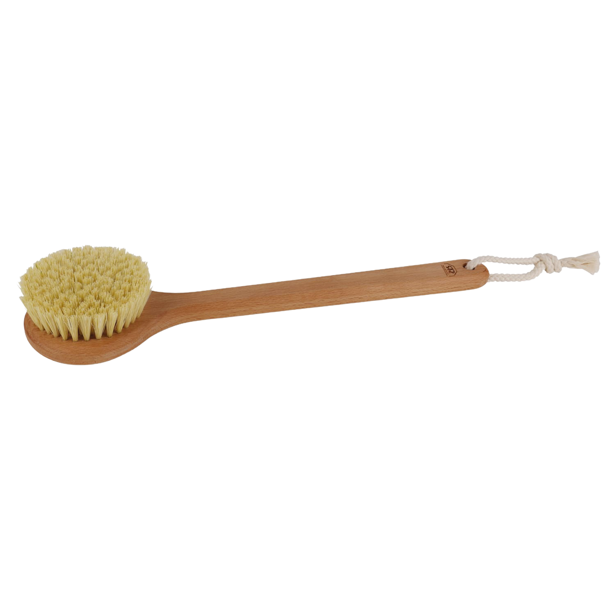 Handcrafted natural bristle bath brush with a smooth oiled beechwood handle and hanging loop, designed for firm exfoliation and invigorating skin care in Health & Wellness, Grooming and Personal Hygiene, Best Sellers, and Promo Eligible collections.