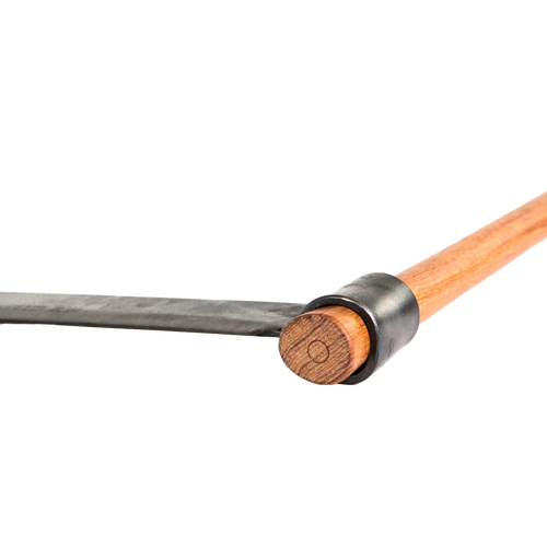 Hand-forged splitting froe with a textured steel blade and smooth wooden handle, crafted for fine wood splitting in Farm, Garden & Tool, Knives & Axes, and Wood Cutting collections.