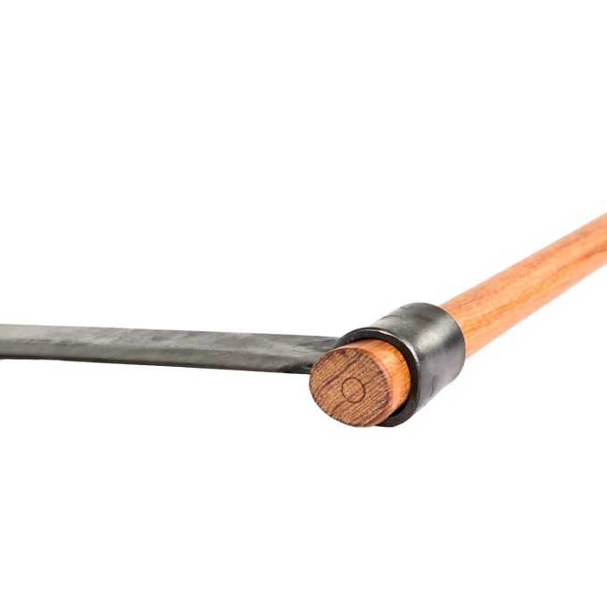Hand-forged splitting froe with a textured steel blade and smooth wooden handle, crafted for fine wood splitting in Farm, Garden & Tool, Knives & Axes, and Wood Cutting collections.