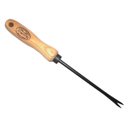 Handcrafted dandelion weeding tool with a super strong heavy duty ash wood handle and durable metal prongs, ideal for Farm, Garden & Tool, Digging and Cultivating collections.