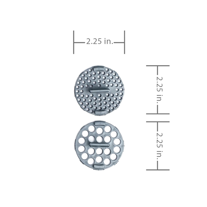 Set of two gray flip-top shaker lids designed for regular-mouth Mason jars, featuring large and small hole inserts and airtight seals, ideal for Kitchen & Food and USA Made collections.