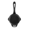 Top view of a black cast iron sauce pot with long handle and two side grip loops, designed for durable cooking in outdoor kitchens, suitable for Farm, Garden & Tool, Kitchen & Food, Camping, Cookware, Cast Iron, and Best Sellers collections.