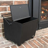 Heavy-duty steel ash carrier with hinged lid and balanced handle for safe ash cleanup, crafted in the USA, featured in Hearth Accessories, Stoves, and Best Sellers collections.