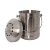 Brushed stainless steel compost pail with perforated lid and sturdy handle, designed for odor control and easy use in Farm, Garden & Tool and Kitchen & Food collections.