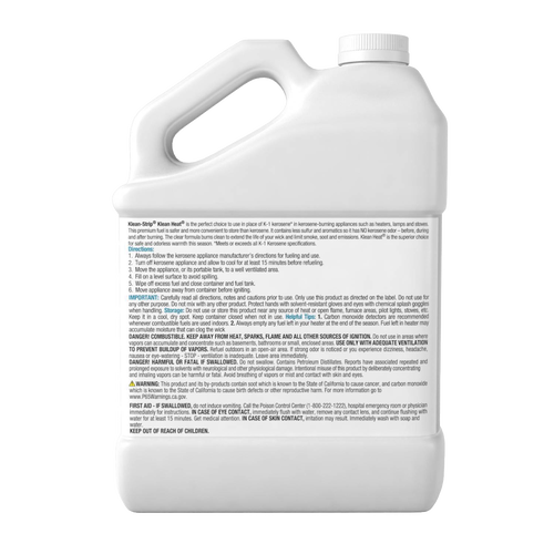 White plastic 1-gallon oil lamp fuel jug with handle and screw cap, featuring detailed usage instructions and safety warnings, ideal for Farm, Garden & Tool, Lamps & Lighting, Emergency Supplies, and Lamp and Lantern Fuel collections.