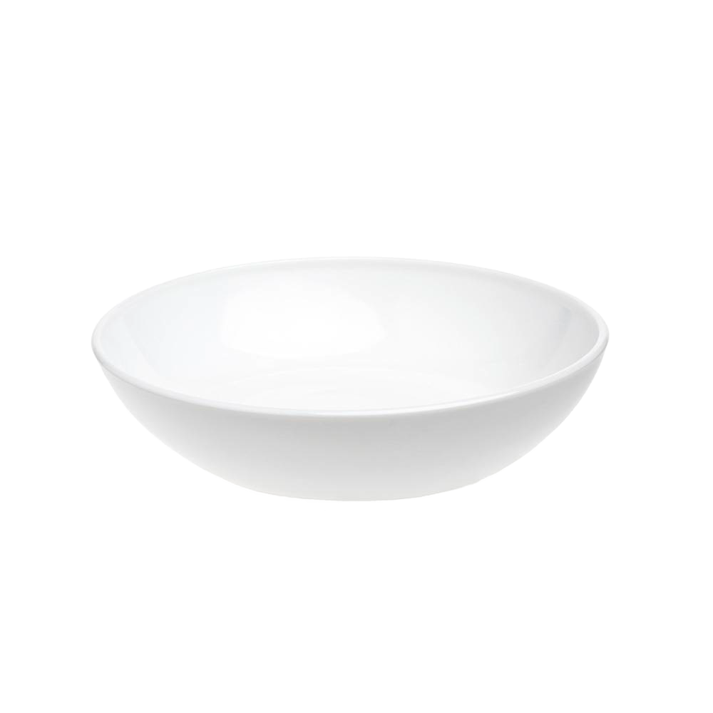 Handcrafted white glass bowl with a smooth finish and 7-inch diameter, made in the USA, featured in Kitchen & Food, Dinnerware, Storage and Serving, and USA Made collections.