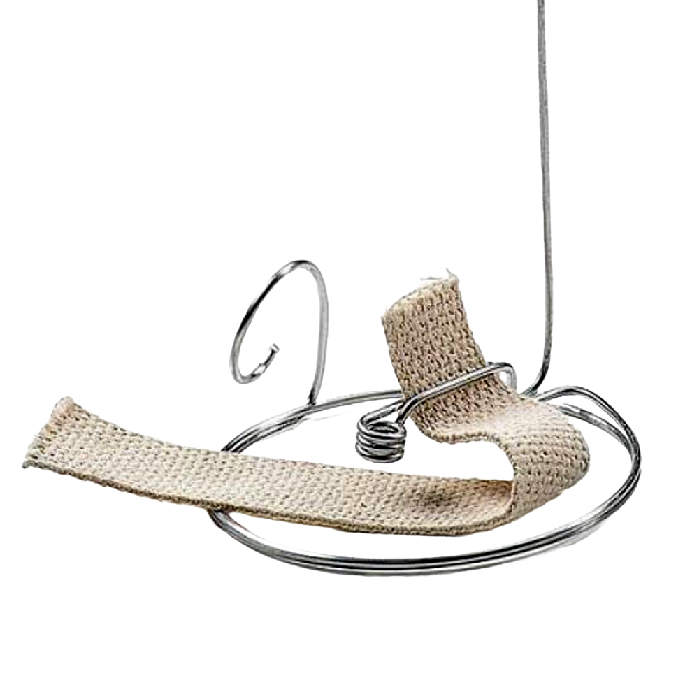 Steel wick holder and natural cotton wick designed for making olive oil lamps in one-gallon jars, handcrafted in USA, ideal for lamps & lighting and oil lamps collections.