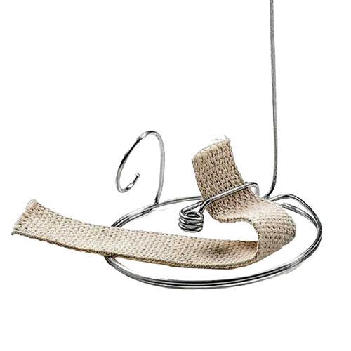 Steel wick holder and natural cotton wick designed for making olive oil lamps in one-gallon jars, handcrafted in USA, ideal for lamps & lighting and oil lamps collections.