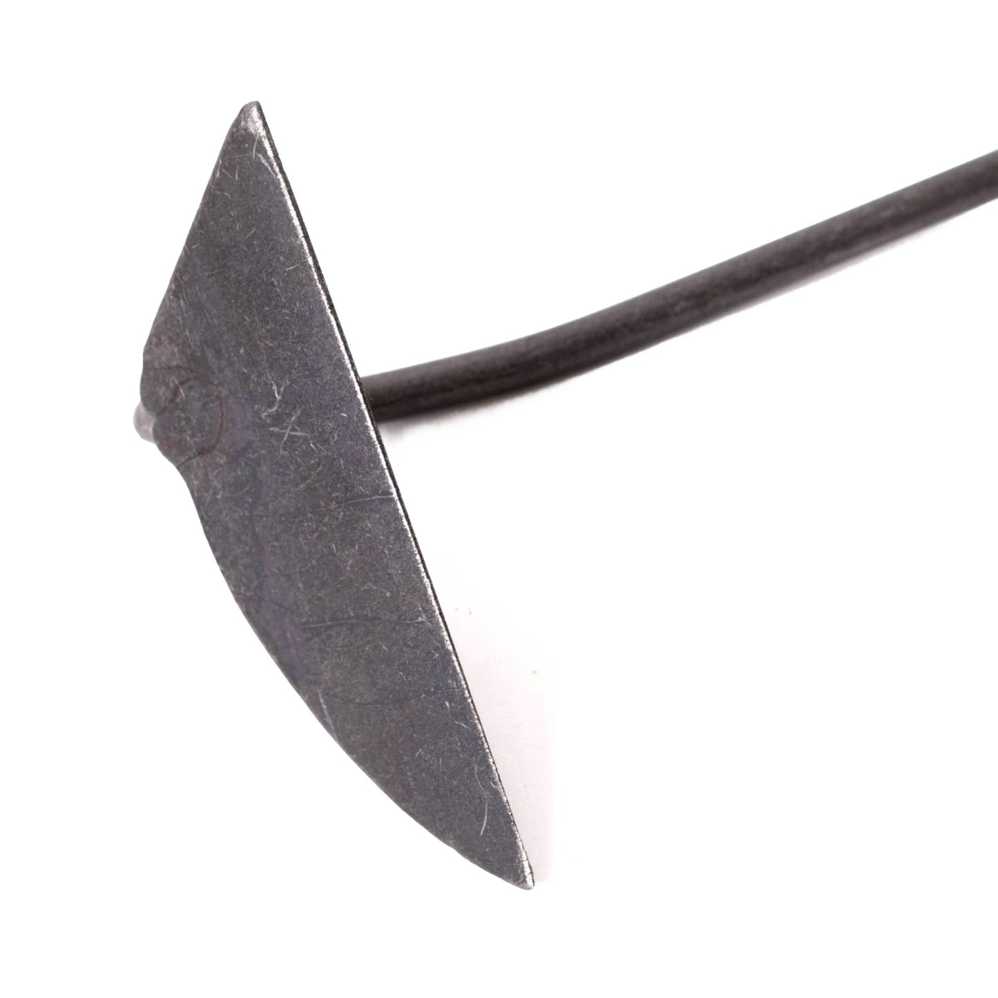 Hand-forged steel blade with a sharp, angled edge on a balanced metal shaft designed for precision weed removal below soil surface, ideal for Farm, Garden & Tool, Garden Accessories, Best Sellers, and Promo Eligible collections.