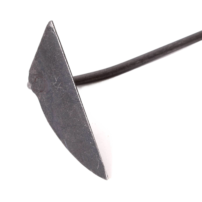 Hand-forged steel blade with a sharp, angled edge on a balanced metal shaft designed for precision weed removal below soil surface, ideal for Farm, Garden & Tool, Garden Accessories, Best Sellers, and Promo Eligible collections.