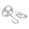 Lightweight stainless steel tripod lashing disc with attached sturdy hook and chain, designed for building outdoor branch tripods, featured in Farm, Garden & Tool, Camping, Best Sellers, and Promo Eligible collections.
