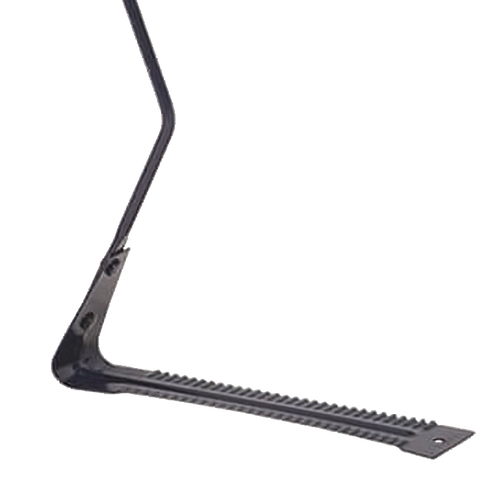 Close-up of serrated steel blade with riveted connection on grass whip and weed cutter, featuring a hardwood handle, ideal for Farm, Garden & Tool and Lawncare collections.