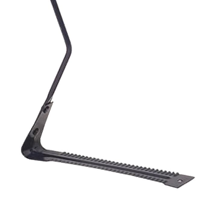 Close-up of serrated steel blade with riveted connection on grass whip and weed cutter, featuring a hardwood handle, ideal for Farm, Garden & Tool and Lawncare collections.
