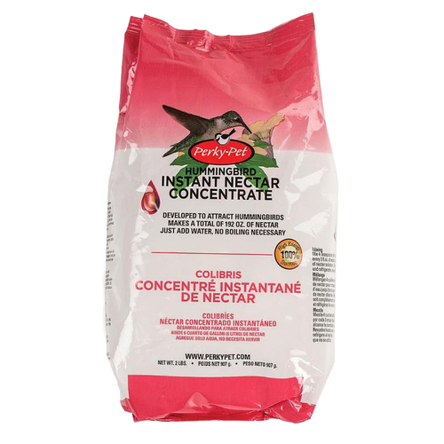 Bag of instant hummingbird nectar concentrate with red and white packaging, designed to attract hummingbirds, suitable for farm, garden, animal care, and best sellers collections.