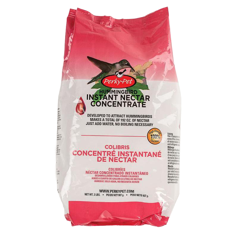 Bag of instant hummingbird nectar concentrate with red and white packaging, designed to attract hummingbirds, suitable for farm, garden, animal care, and best sellers collections.