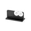 Compact black knife sharpener with reinforced nylon base and two polished sharpening wheels, designed for quick edge honing, handcrafted and made in USA, ideal for kitchen and food prep collections.