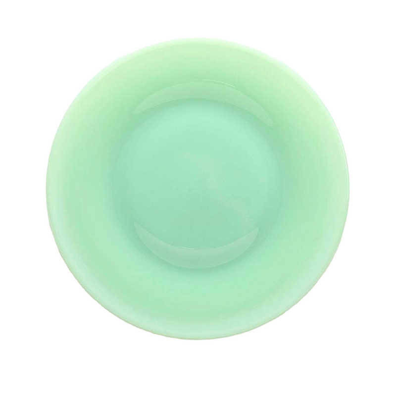 Round pale green handcrafted glass plate with a smooth finish, made in the USA for Kitchen & Food, Storage and Serving, USA Made, Best Sellers, and Promo Eligible collections.