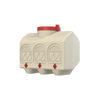Beige high-capacity chicken waterer with red lid and three drinking ports, designed for farm and animal care, part of chicken accessories and best sellers collections.