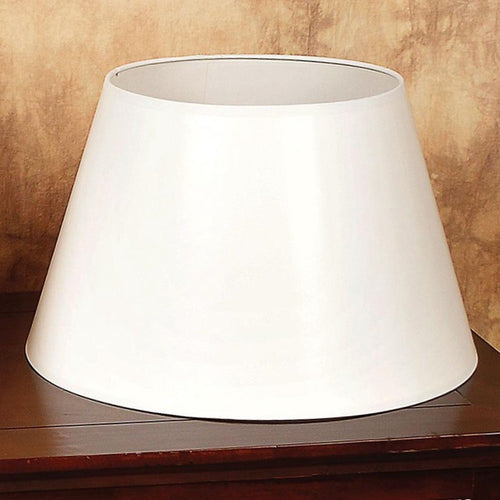 White parchment lamp shade with a simple tapered design, compatible with 14" tripod lamps, featured in Lamps & Lighting, Parts and Accessories, Lamp Shades, and Best Sellers collections.