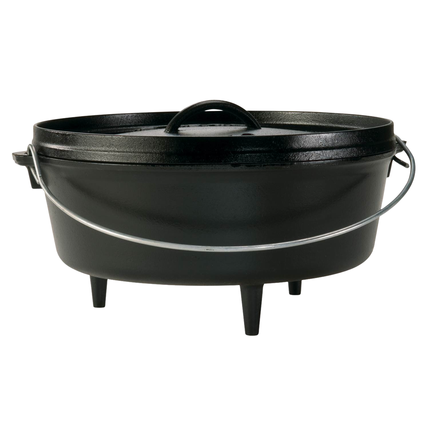 Handcrafted Lodge Cast Iron Camp Dutch Oven with built-in legs and sturdy metal bail handle, made in USA; ideal for Farm, Garden & Tool, Camping, Cast Iron, USA Made, Best Sellers, and Promo Eligible collections.