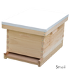 Natural wood 8-frame beehive box with a white metal top and wooden bottom board, handcrafted for Farm, Garden & Tool, Beekeeping Supplies, 8-Frame Hives, and Best Sellers collections.