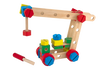 Colorful wooden crane construction toy with large nuts, bolts, and a screwdriver, designed to enhance fine motor skills and problem-solving for indoor play and children's toys.