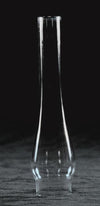Clear tall glass oil lamp chimney with a narrow base and slight bulge, designed as a handcrafted accessory in Lamps & Lighting, Chimneys and Globes, Parts and Accessories collections.