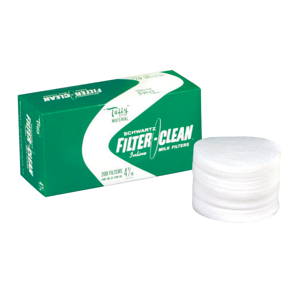 Stack of handcrafted white Fast-Flo filter disks next to green packaging, designed for efficient milk straining, featured in Farm, Garden & Tool and Animal Care collections.