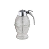 8 oz glass honey and syrup dispenser with textured honeycomb pattern, metal lever and plastic lid, ideal for Kitchen & Food, Storage and Serving, Best Sellers, and Promo Eligible collections.