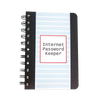 Compact spiral-bound logbook with striped cover and labeled Internet Password Keeper, designed for organizing login details, featured in Home & Decor and Household Helpers collections.