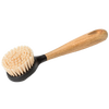 Cleaning brush with stiff nylon bristles and a durable rubberwood handle, designed for thorough scrubbing of cast iron cookware, featured in Kitchen & Food, Cookware, Cast Iron collections.