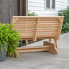 Handcrafted Amish made cypress gliding bench with contoured slatted back and curved armrests, ideal for outdoor furniture in Home & Decor and USA Made collections.