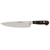 Sleek 8-inch chef's knife with a high carbon stainless steel blade and sturdy black handle, designed for chopping, slicing, and dicing in kitchen and food prep tasks.