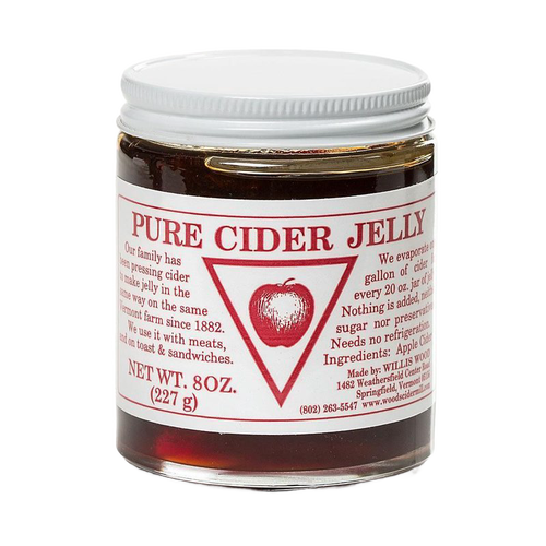 Glass jar of handcrafted Pure Cider Jelly made in the USA, featuring rich apple flavor with no preservatives, ideal for Kitchen & Food, Peanut Butter & Jellies, and Best Sellers collections.