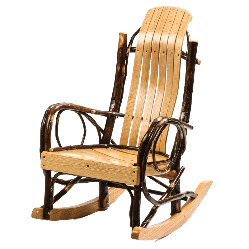 Handcrafted child's rocker made from steamed and bent hickory wood with a glossy oak seat and back, Amish made, perfect for Home & Decor and Indoor Furniture collections.