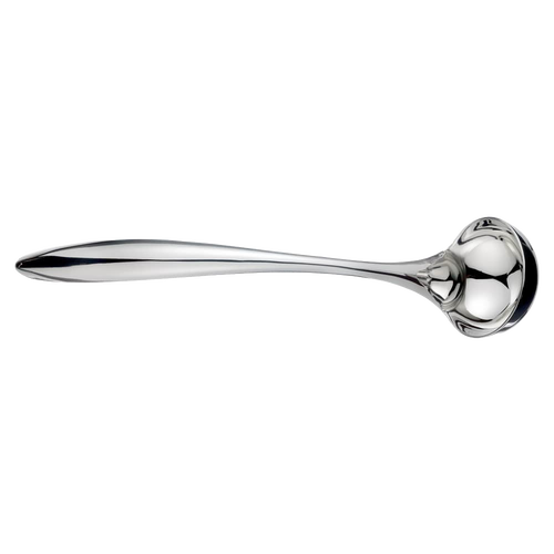 Sleek small ladle crafted from heavy gauge stainless steel with a polished mirror finish, designed for easy soup and stew serving in Kitchen & Food, Storage and Serving, and Best Sellers collections.