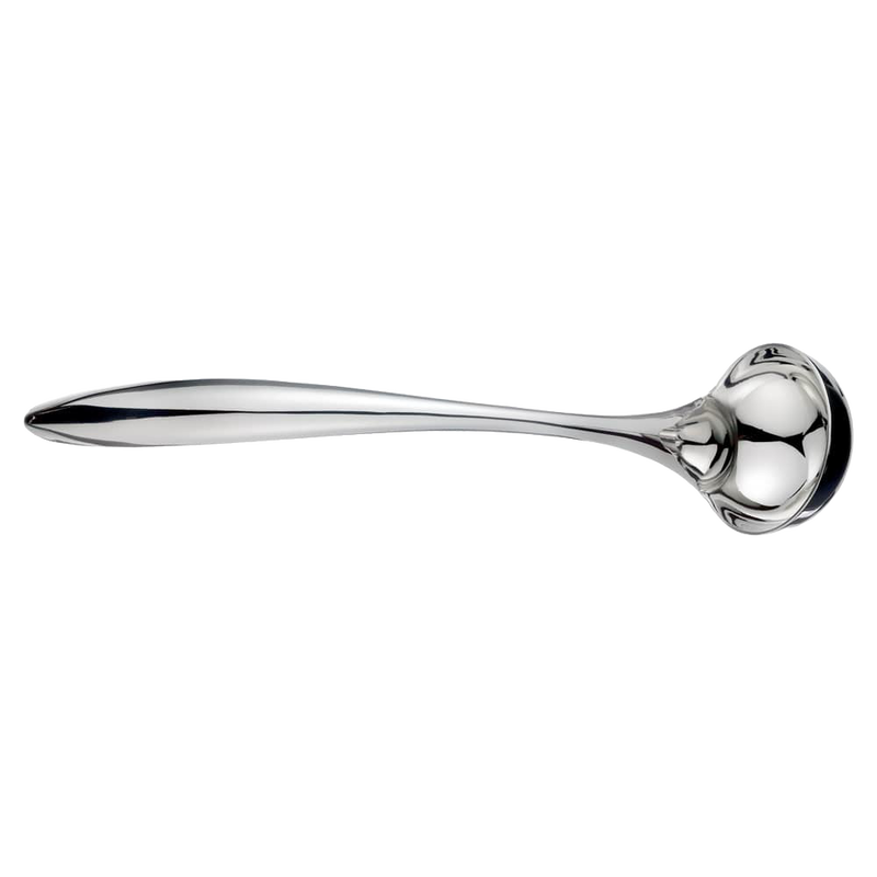 Sleek small ladle crafted from heavy gauge stainless steel with a polished mirror finish, designed for easy soup and stew serving in Kitchen & Food, Storage and Serving, and Best Sellers collections.