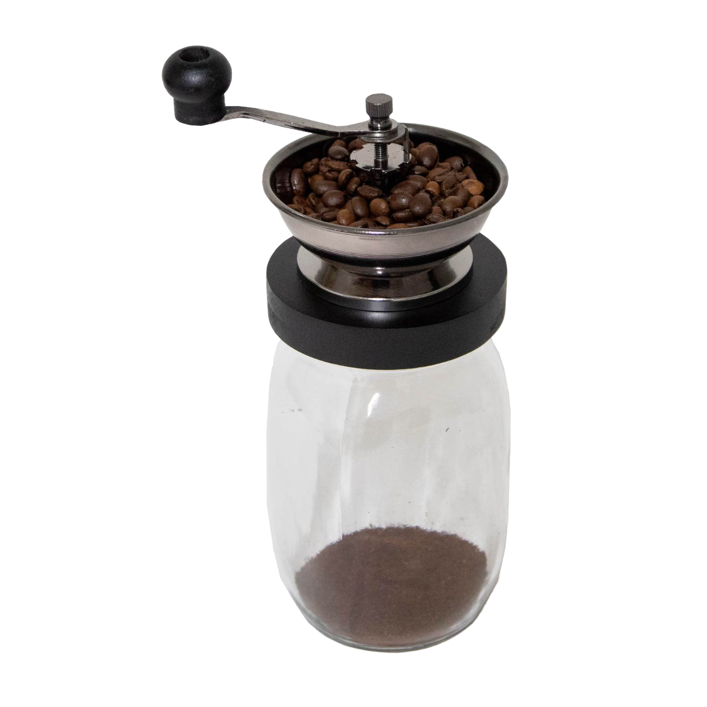 Handcrafted coffee grinder with a wide-mouth glass jar and ceramic burr for smooth grinding, designed for Kitchen & Food, Brewing Coffee and Tea, Kitchen Gadgets, Best Sellers, and Promo Eligible collections.